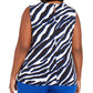Calvin Klein Women's Plus Size Animal Printed Gathered-Neck Top Blue Size 2X