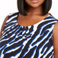 Calvin Klein Women's Plus Size Animal Printed Gathered-Neck Top Blue Size 2X