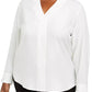 Calvin Klein Women's Plus Size V-Neck Blouse White Size 2X