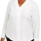 Calvin Klein Women's Plus Size V-Neck Blouse White Size 2X
