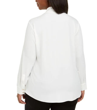 Calvin Klein Women's Plus Size V-Neck Blouse White Size 2X