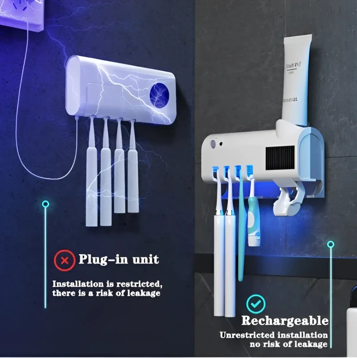 Uv Sterilizer Toothbrush Holder and Dispenser