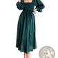 V-neck Lantern Sleeve Reversible Midi Dress