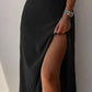 Satin v Neck High Slit Summer Maxi Dress