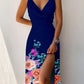 Satin v Neck High Slit Summer Maxi Dress