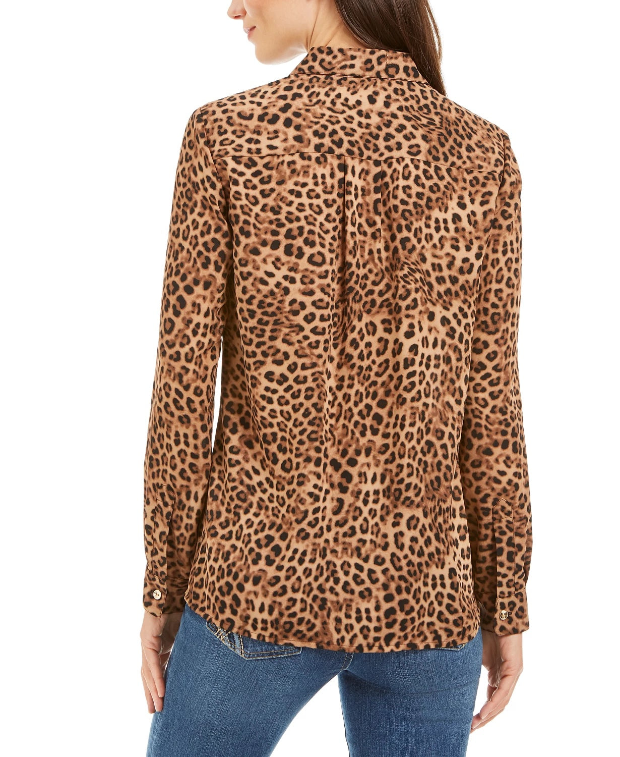 Charter Club Women's Animal-Print Blouse Beige Size Medium