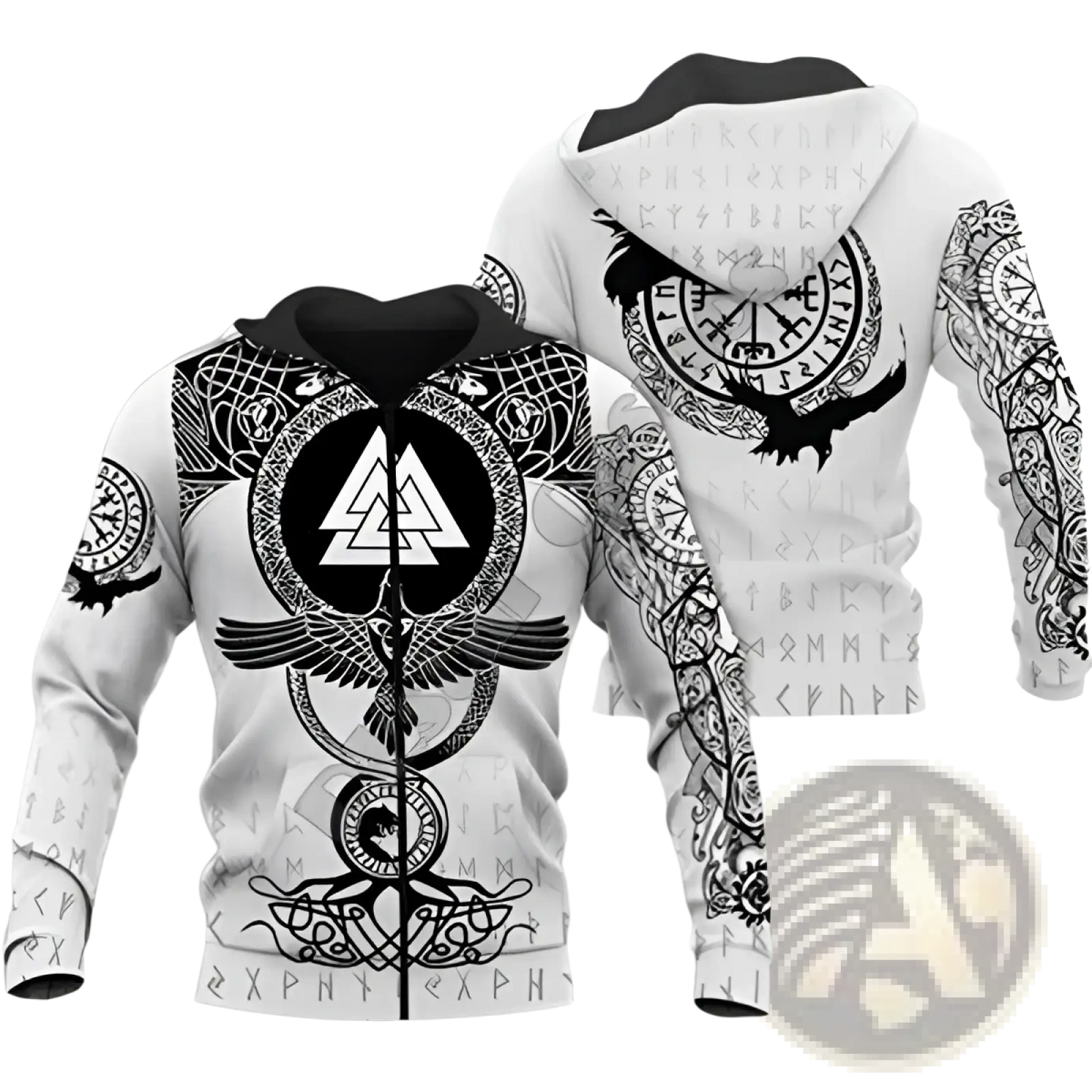 Valknut Norse Graphic 3d Print Zip Up Hoodie