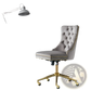 Velvet Office Chair Tufted Gray with Gold Base Swivel