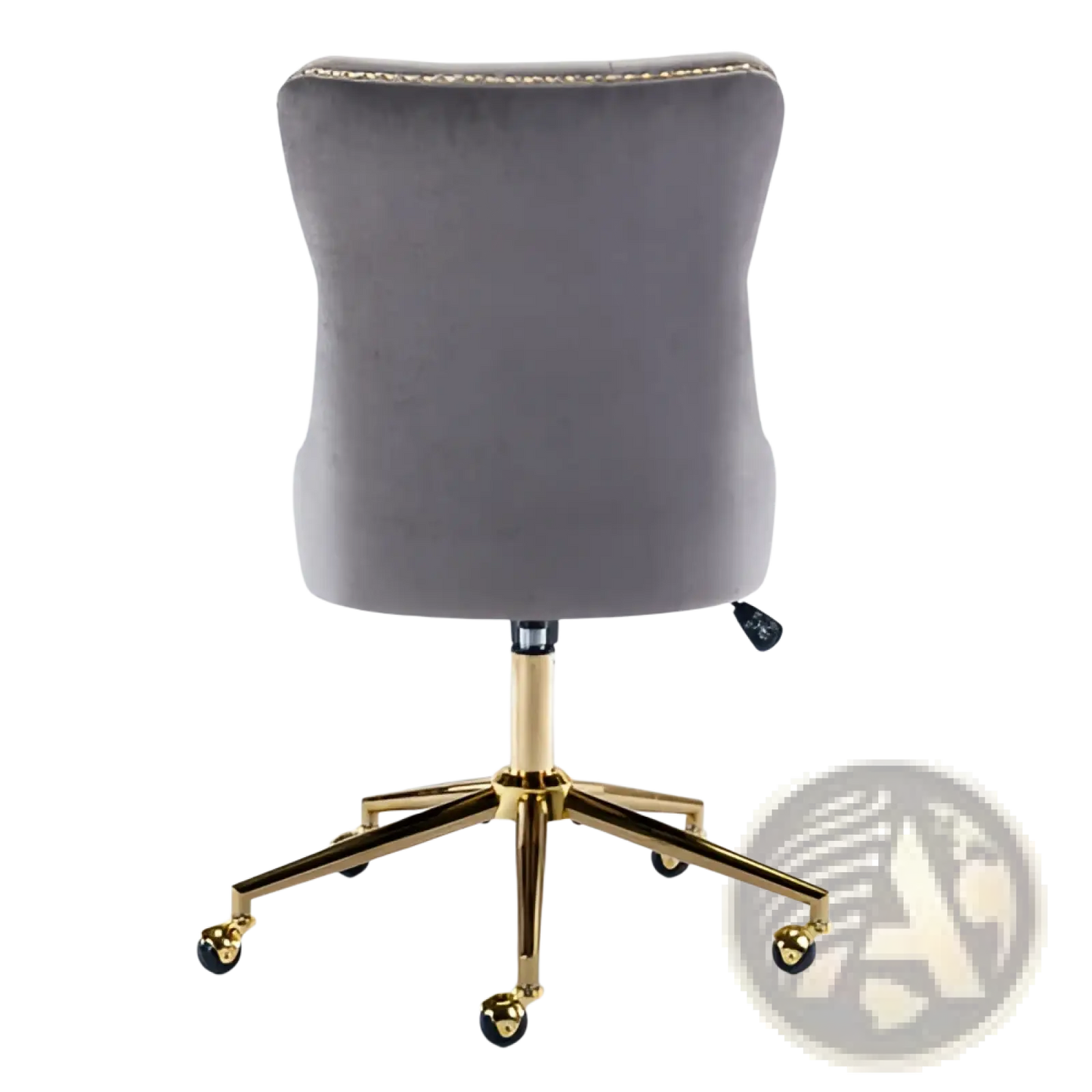 Velvet Office Chair Tufted Gray with Gold Base Swivel