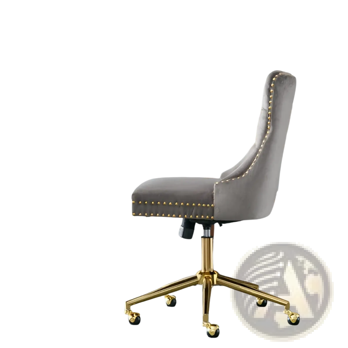 Velvet Office Chair Tufted Gray with Gold Base Swivel