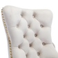 Velvet Tufted Office Chair with Gold Base Beige