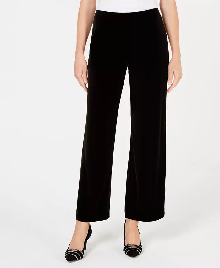 Alfani Women's Velvet Wide-Leg Pants Black Size XX Large