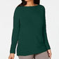 Karen Scott Solid Curved-Hem Tunic Sweater Green Size X-Small