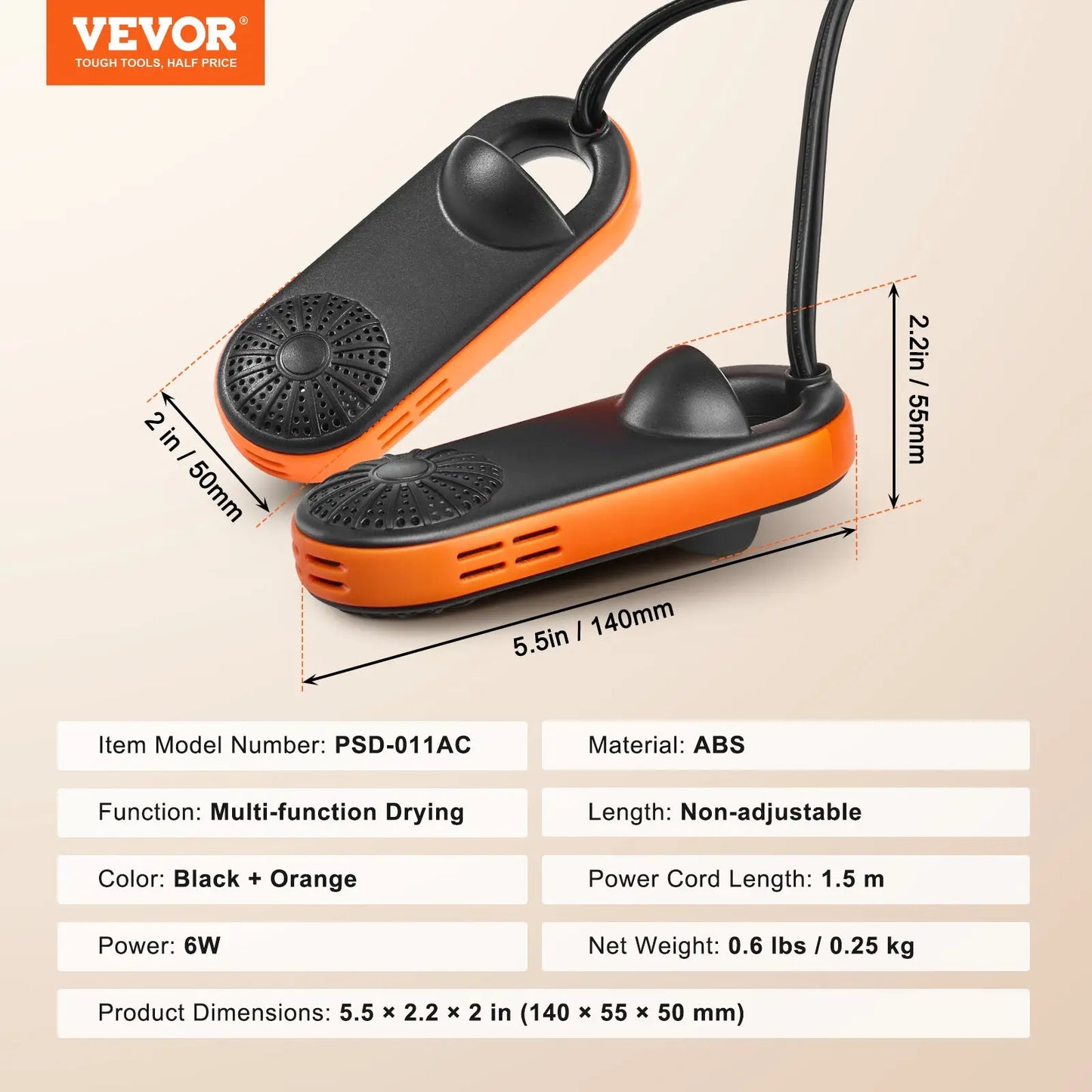 Vevor Portable Electric Shoe and Boot Dryer with Hanging Handle