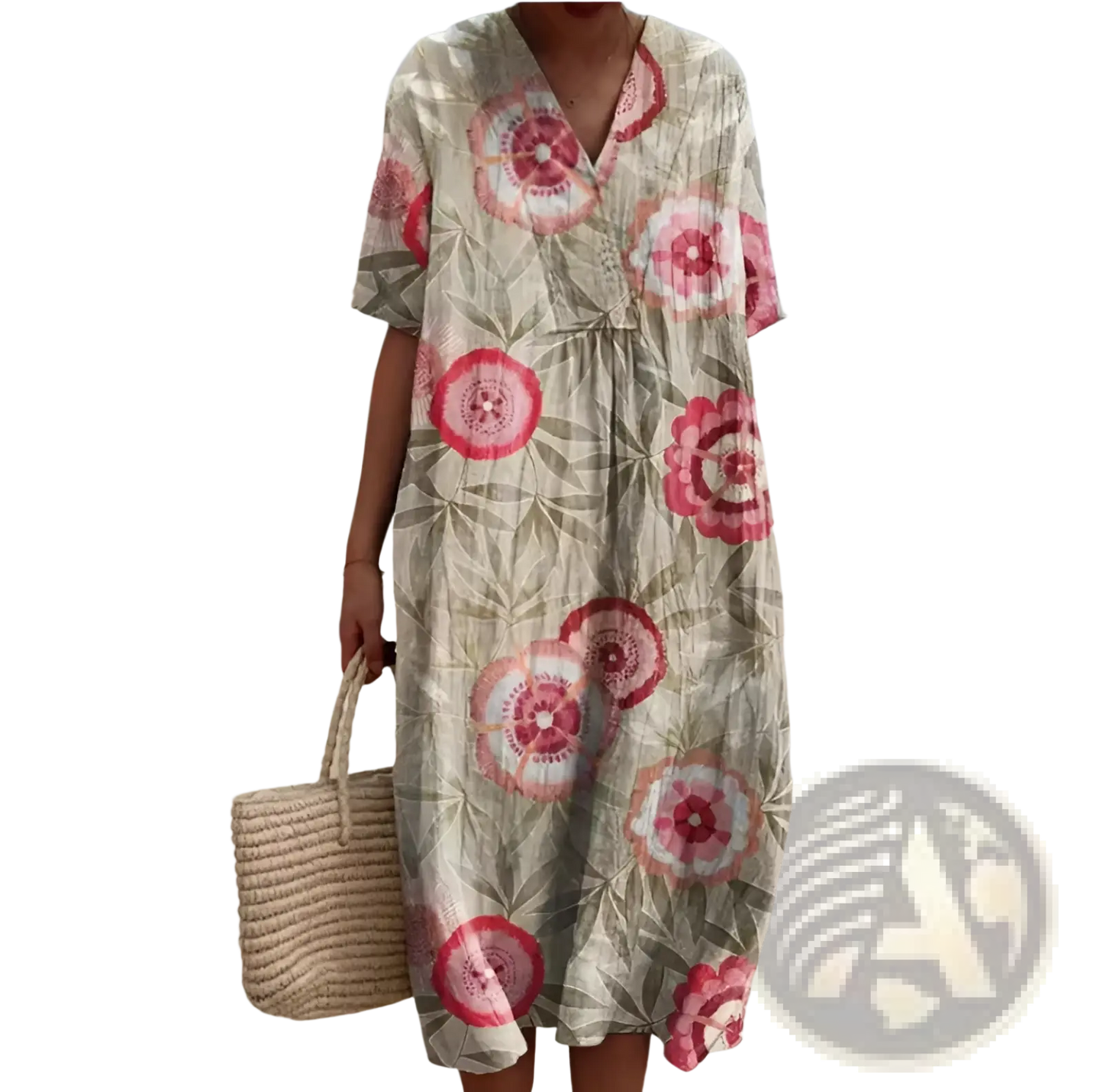 Vibrant Floral V-neck Short Sleeve Maxi Dress