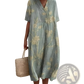 Vibrant Floral V-neck Short Sleeve Maxi Dress