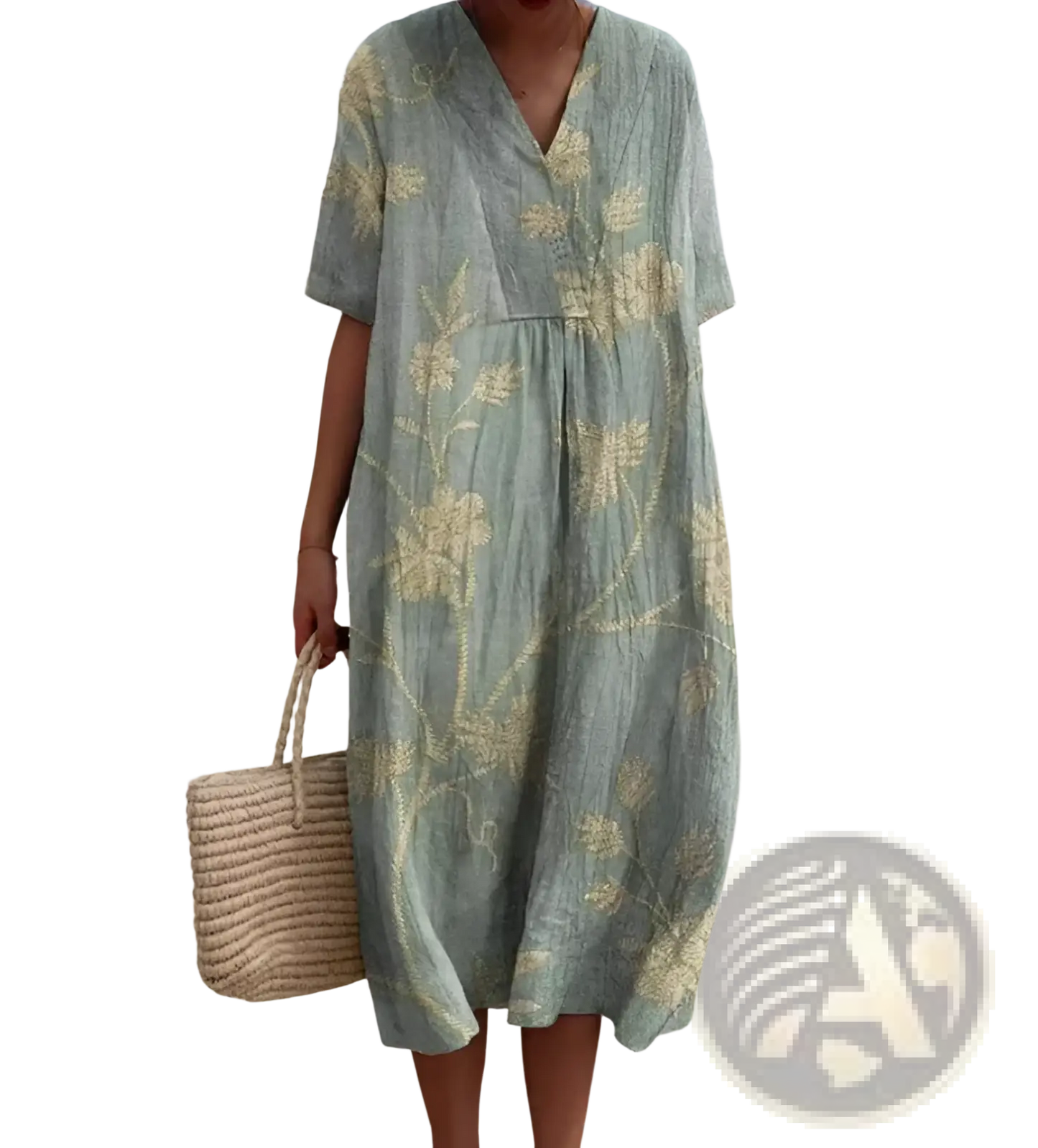 Vibrant Floral V-neck Short Sleeve Maxi Dress
