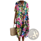 Vibrant Floral V-neck Short Sleeve Maxi Dress