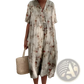 Vibrant Floral V-neck Short Sleeve Maxi Dress