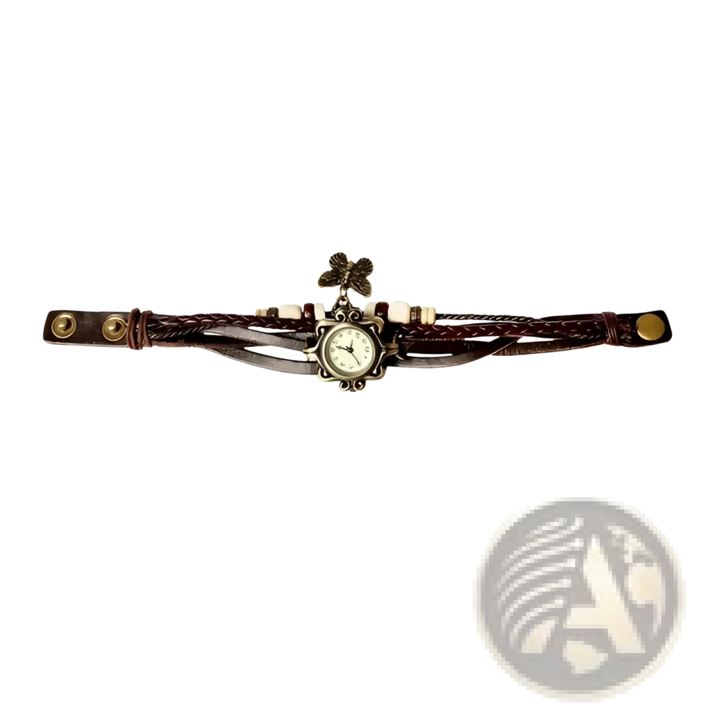 Vintage Bohemian Braided Leather Butterfly Charm Watch