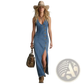 Vintage Button Front Sleeveless Denim Maxi Dress