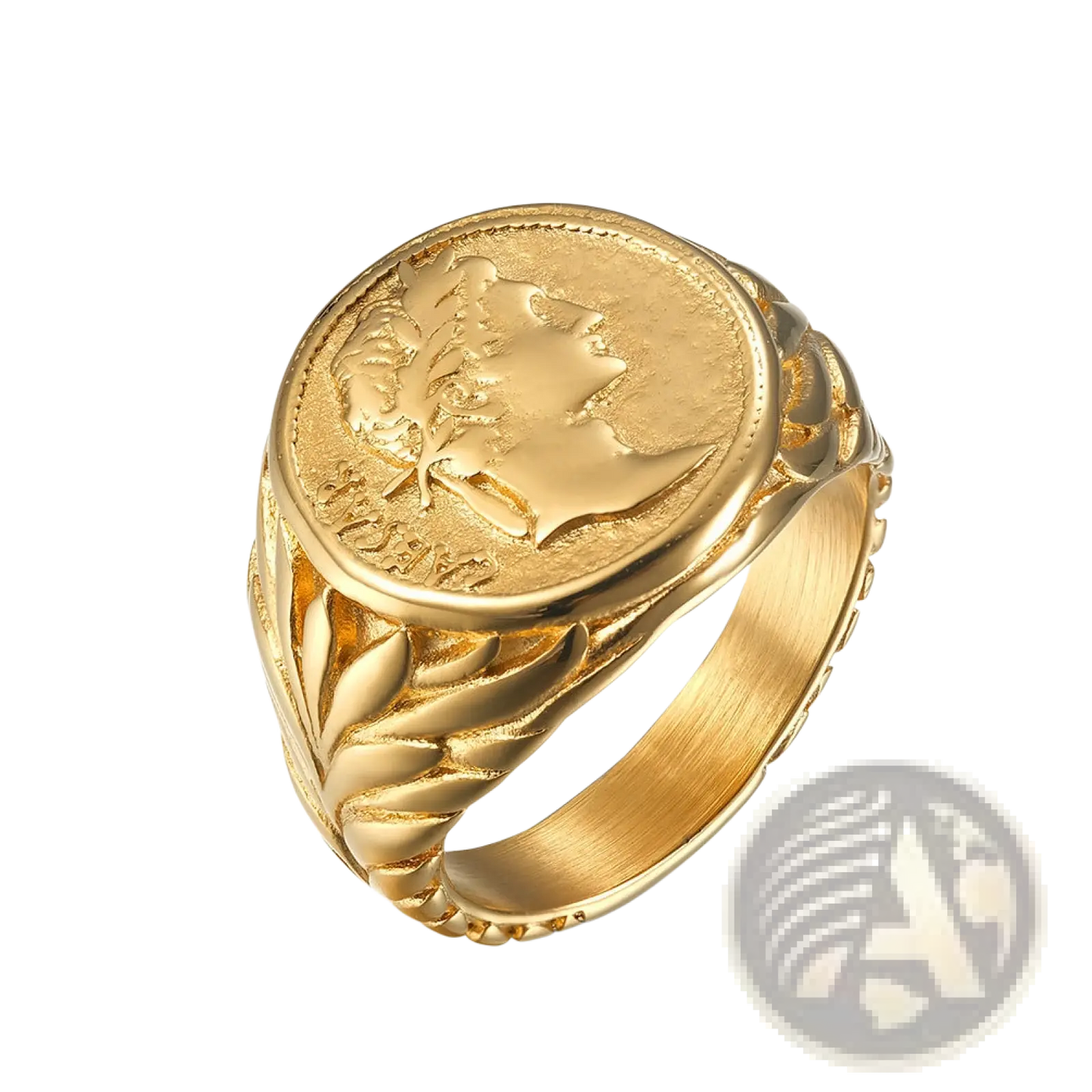 Vintage Caesar Portrait Stainless Steel Signet Ring