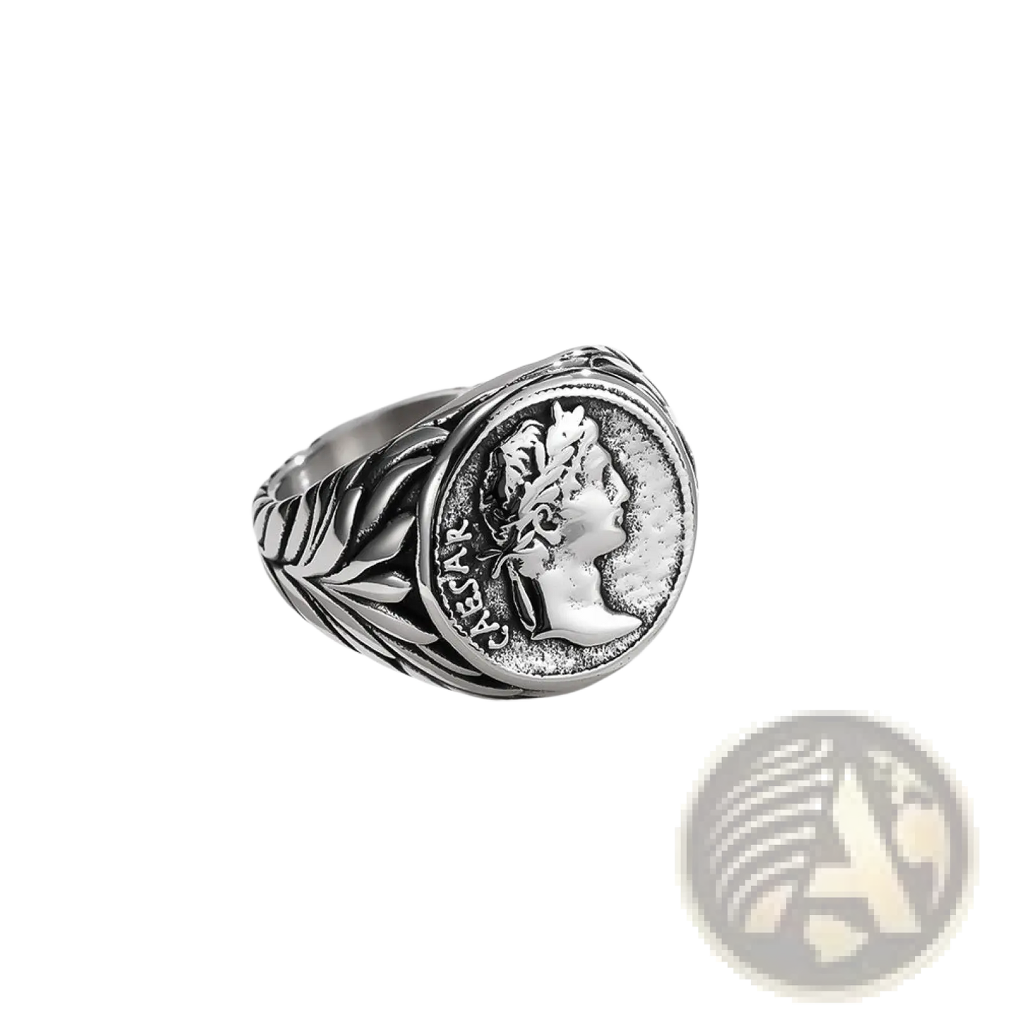Vintage Caesar Portrait Stainless Steel Signet Ring