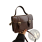 Vintage Faux Leather Satchel with Gold Buckles
