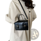 Vintage Faux Leather Satchel with Gold Buckles