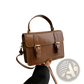 Vintage Faux Leather Satchel with Gold Buckles