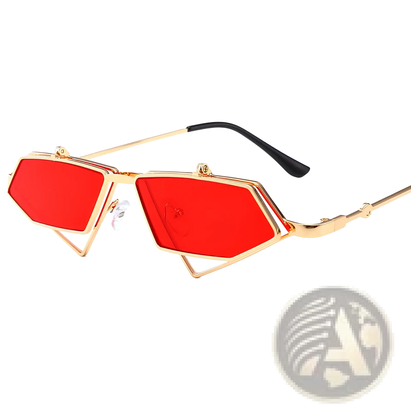 Vintage Geometric Gold Metal Frame Sunglasses