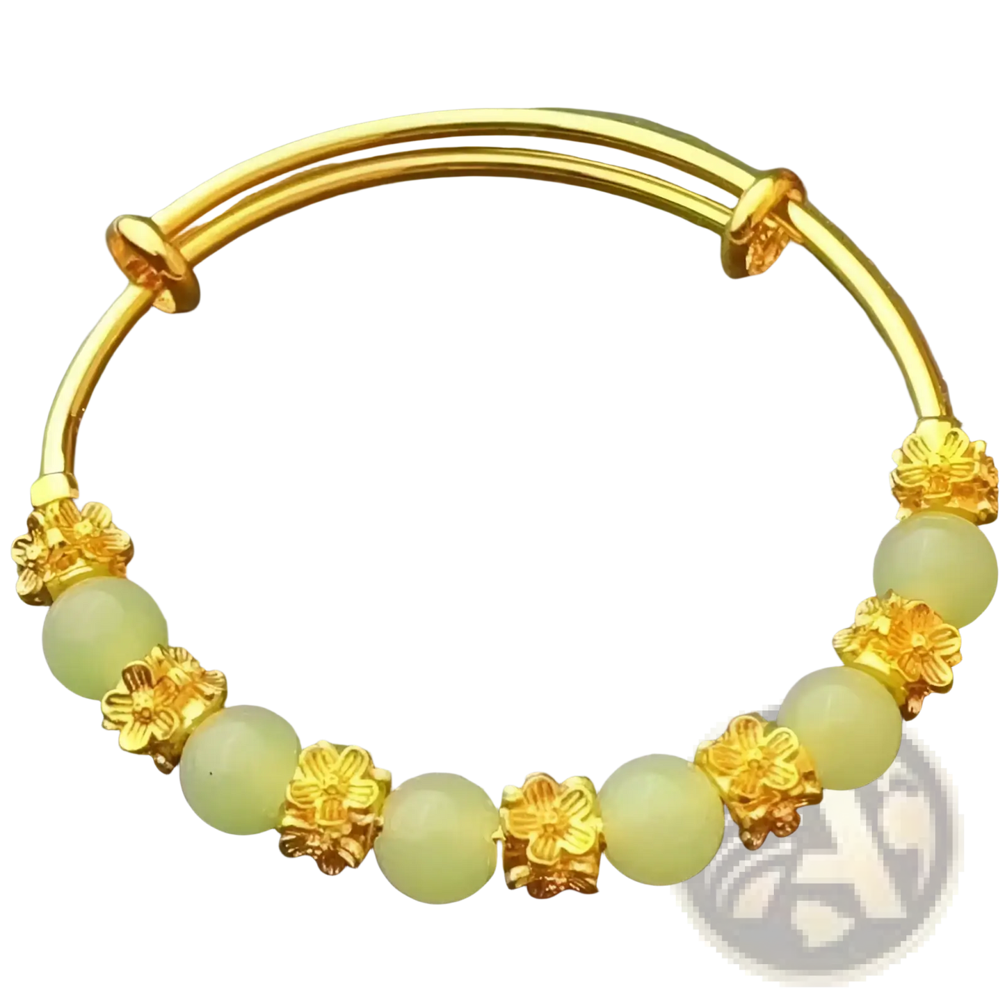 Vintage Gold Plated Chalcedony Flower Bangle Bracelet