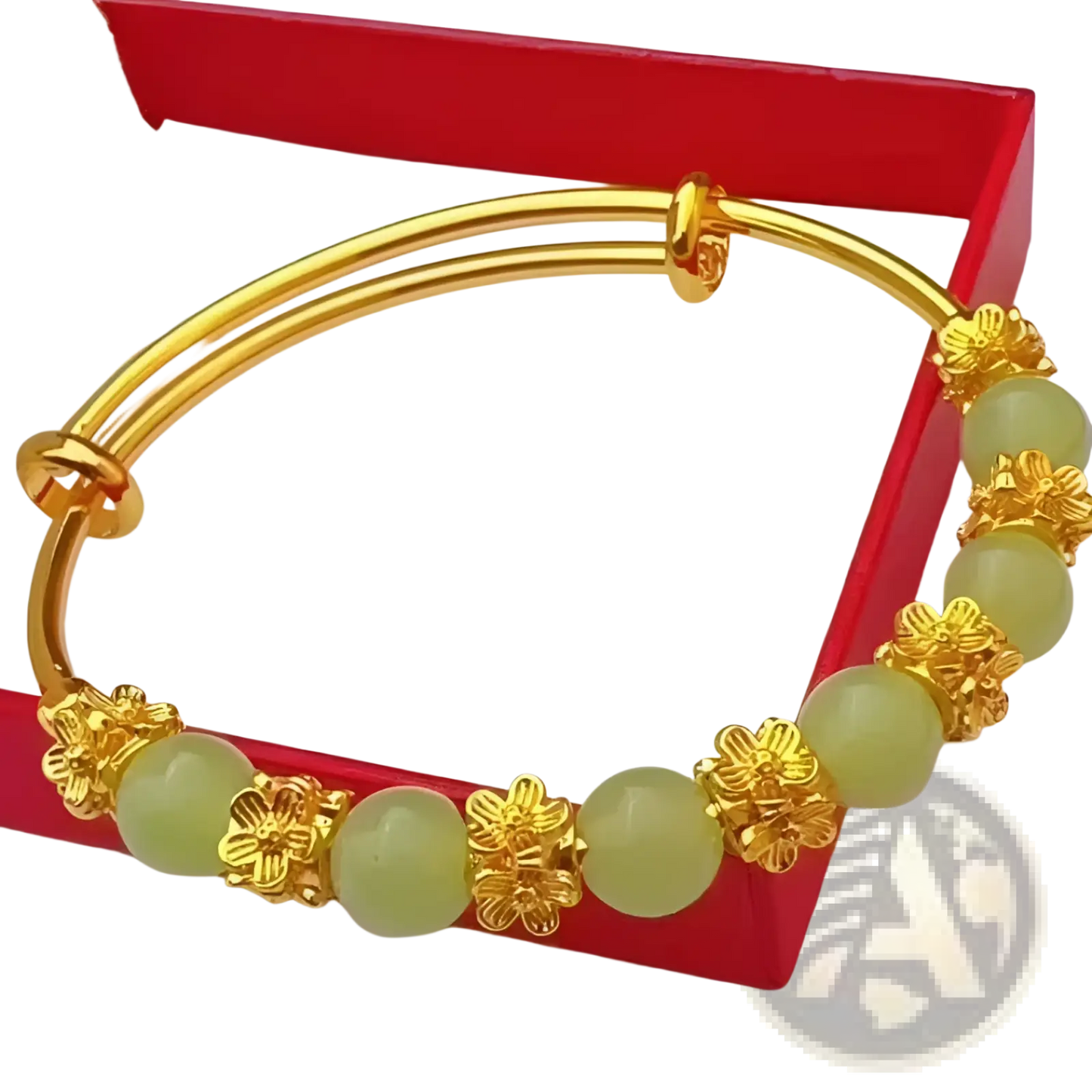 Vintage Gold Plated Chalcedony Flower Bangle Bracelet
