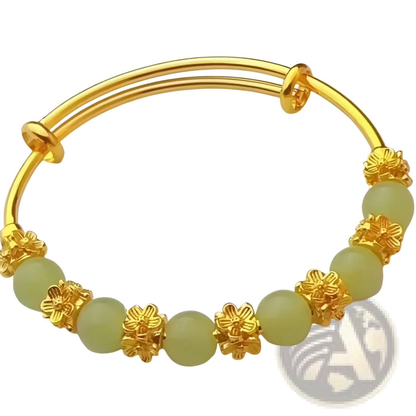 Vintage Gold Plated Chalcedony Flower Bangle Bracelet