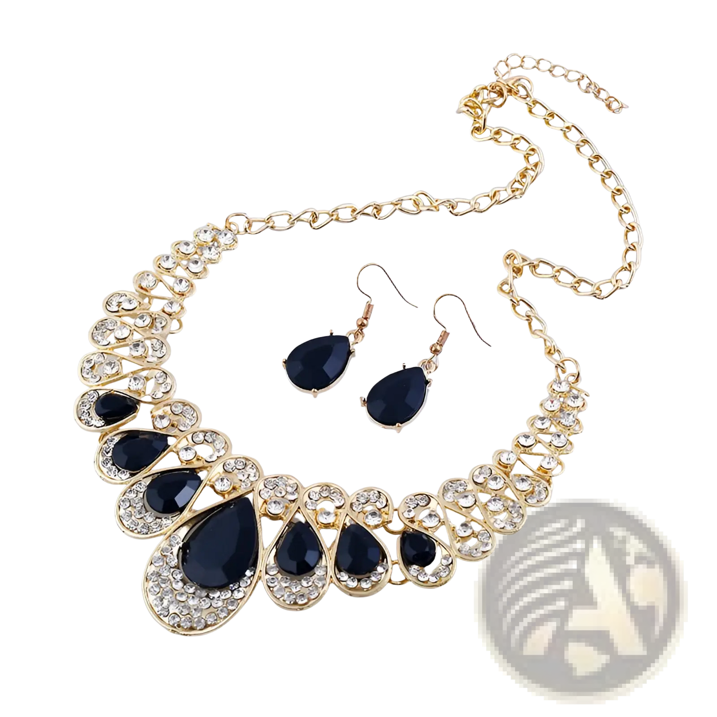 Vintage Gold Teardrop Crystal Bridal Jewelry Set