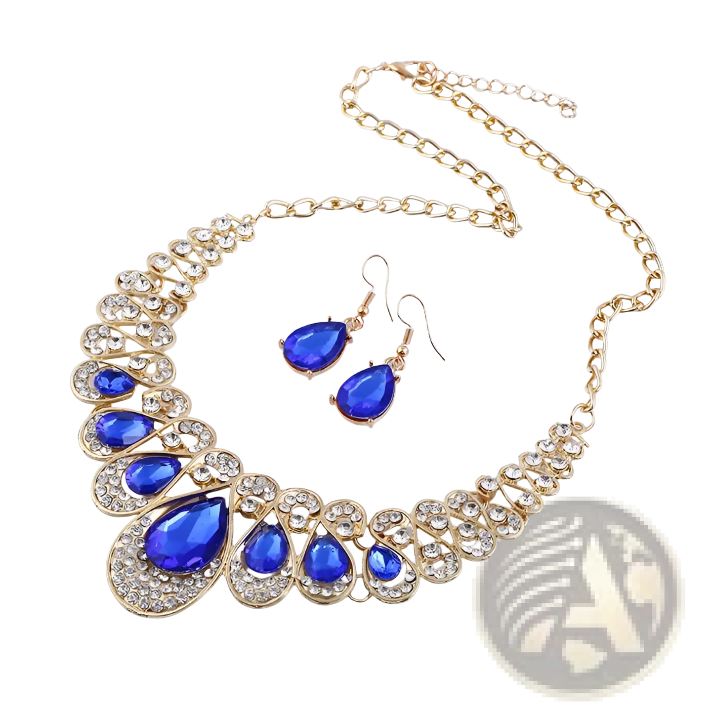Vintage Gold Teardrop Crystal Bridal Jewelry Set