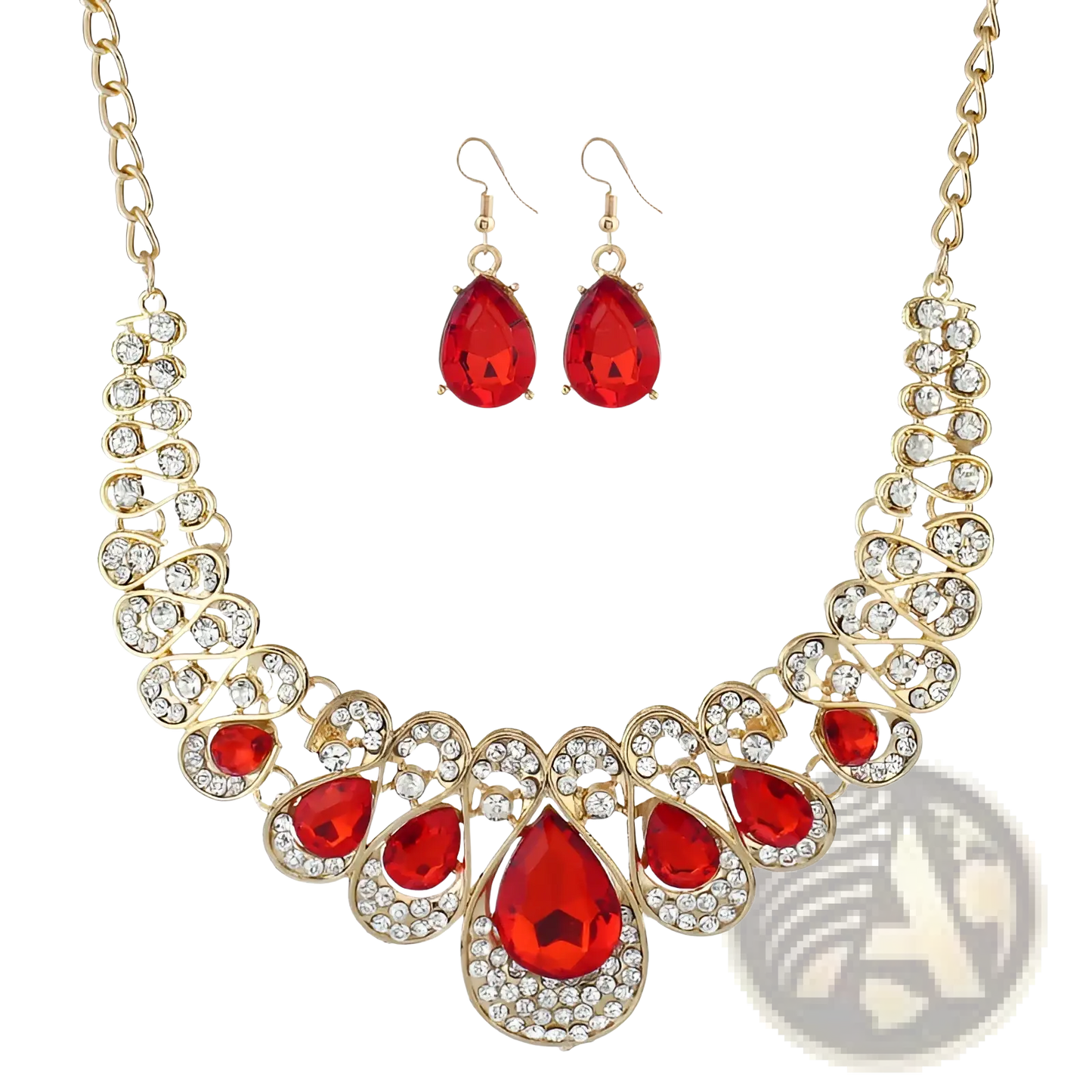Vintage Gold Teardrop Crystal Bridal Jewelry Set