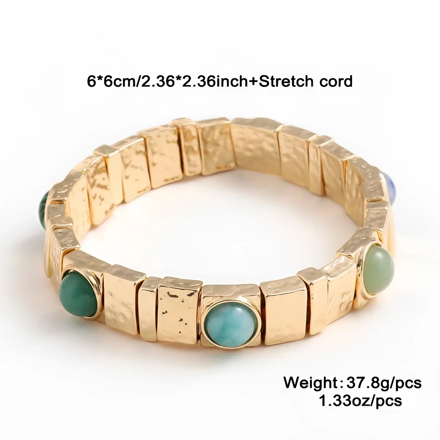 Vintage Hammered Gold Bangle with Multi Gemstone Accents