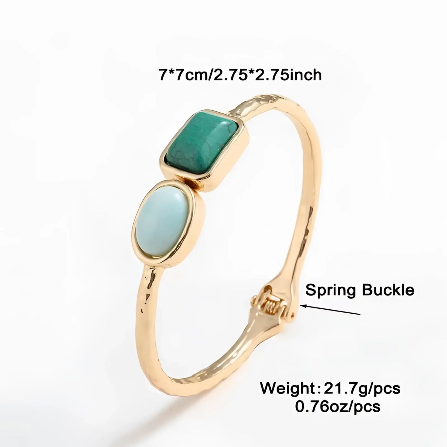 Vintage Hammered Gold Bangle with Multi Gemstone Accents