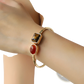 Vintage Hammered Gold Bangle with Multi Gemstone Accents