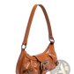 Vintage Leather Shoulder Bag with Buckle Details