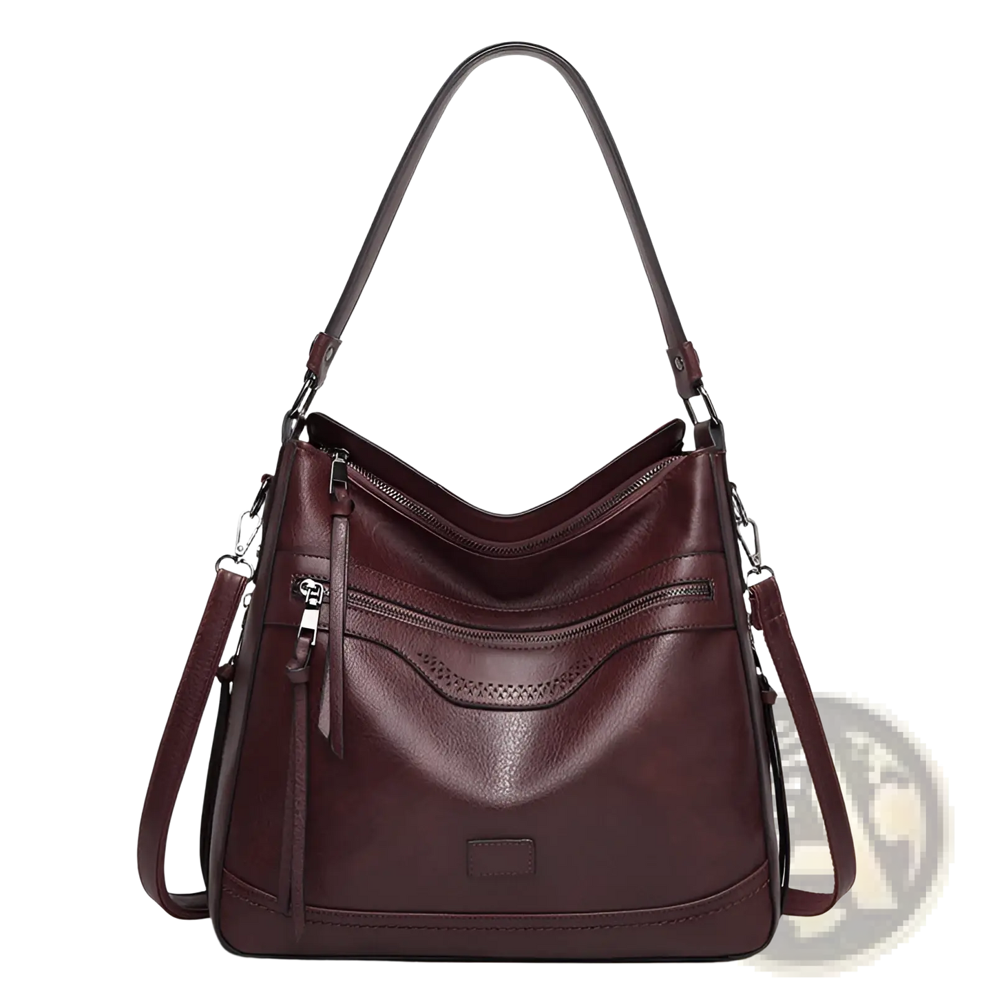 Vintage Leather Tote Bag Multi Pocket Shoulder Purse