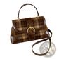 Vintage Plaid Crossbody Bag with Leather Trim