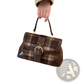 Vintage Plaid Crossbody Bag with Leather Trim