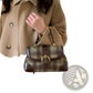 Vintage Plaid Crossbody Bag with Leather Trim