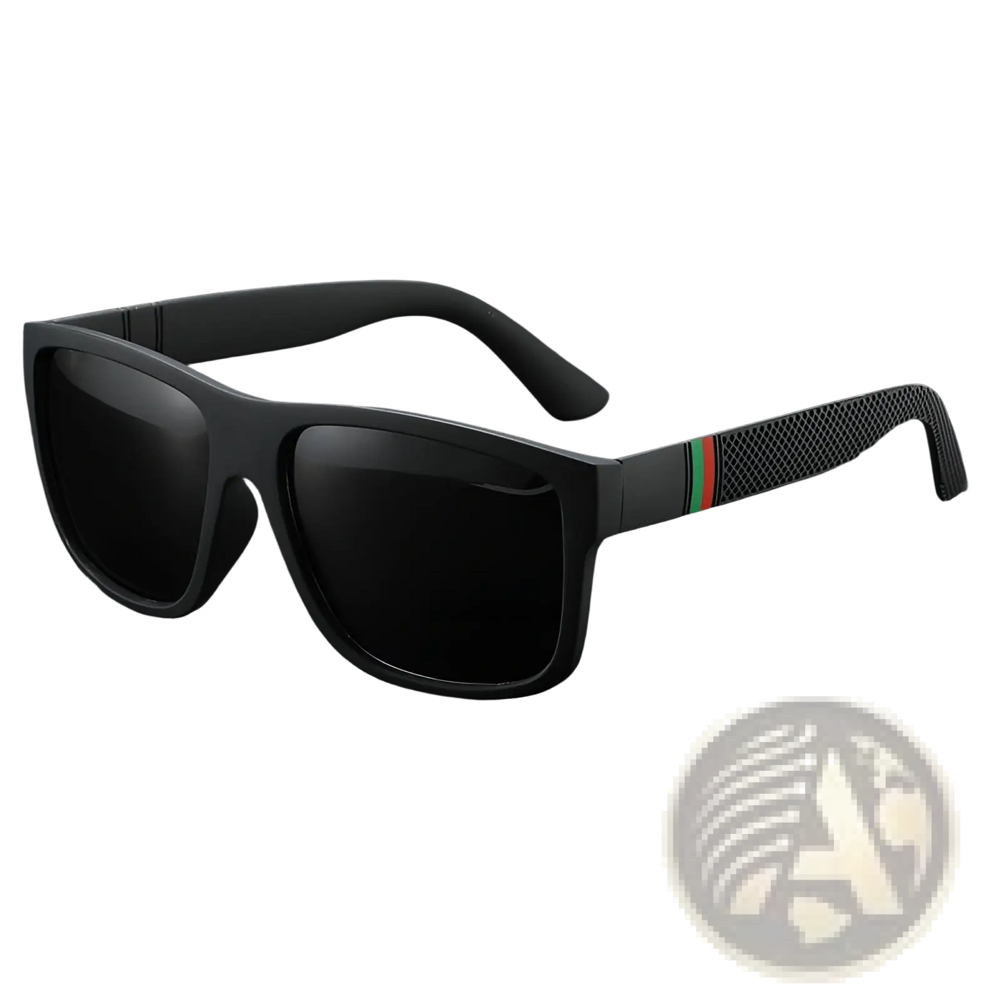 Vintage Polarized Square Sunglasses with Striped Temples