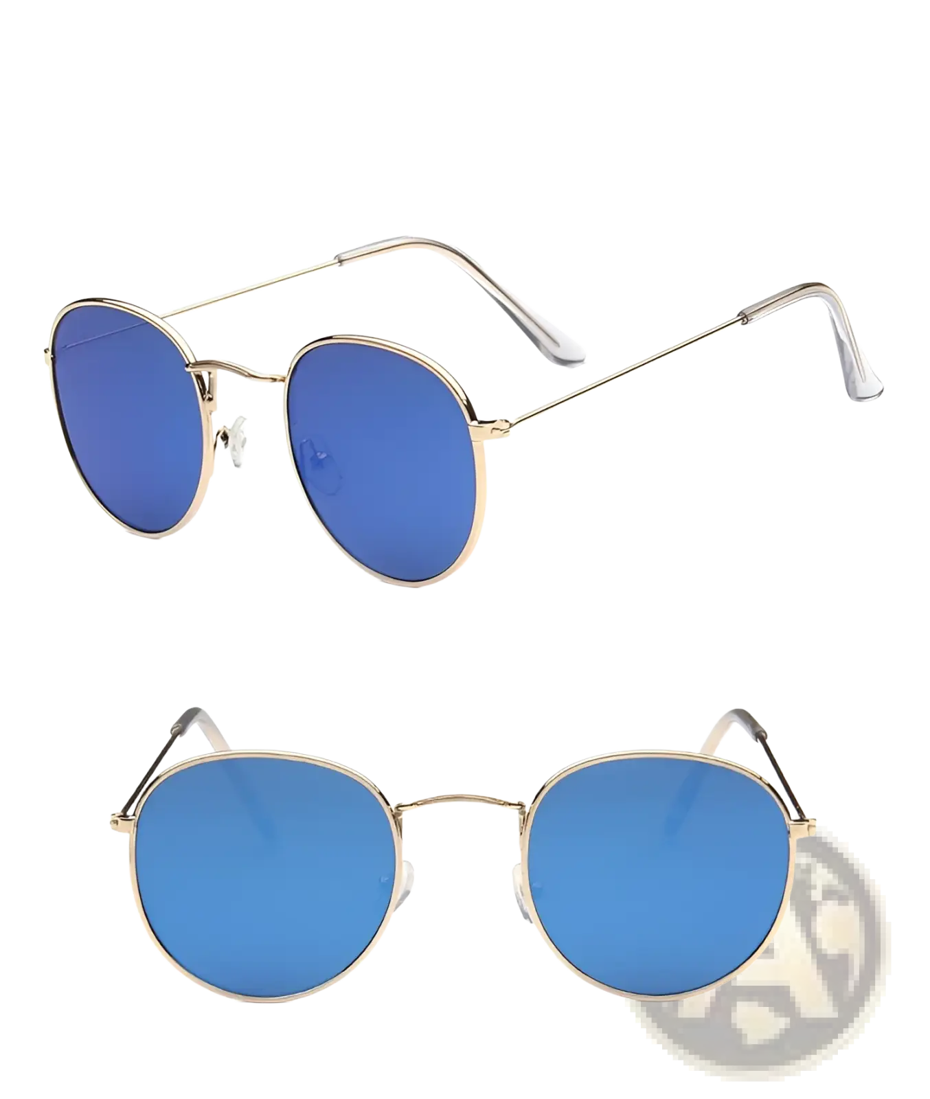 Vintage Round Metallic Mirror Lens Sunglasses