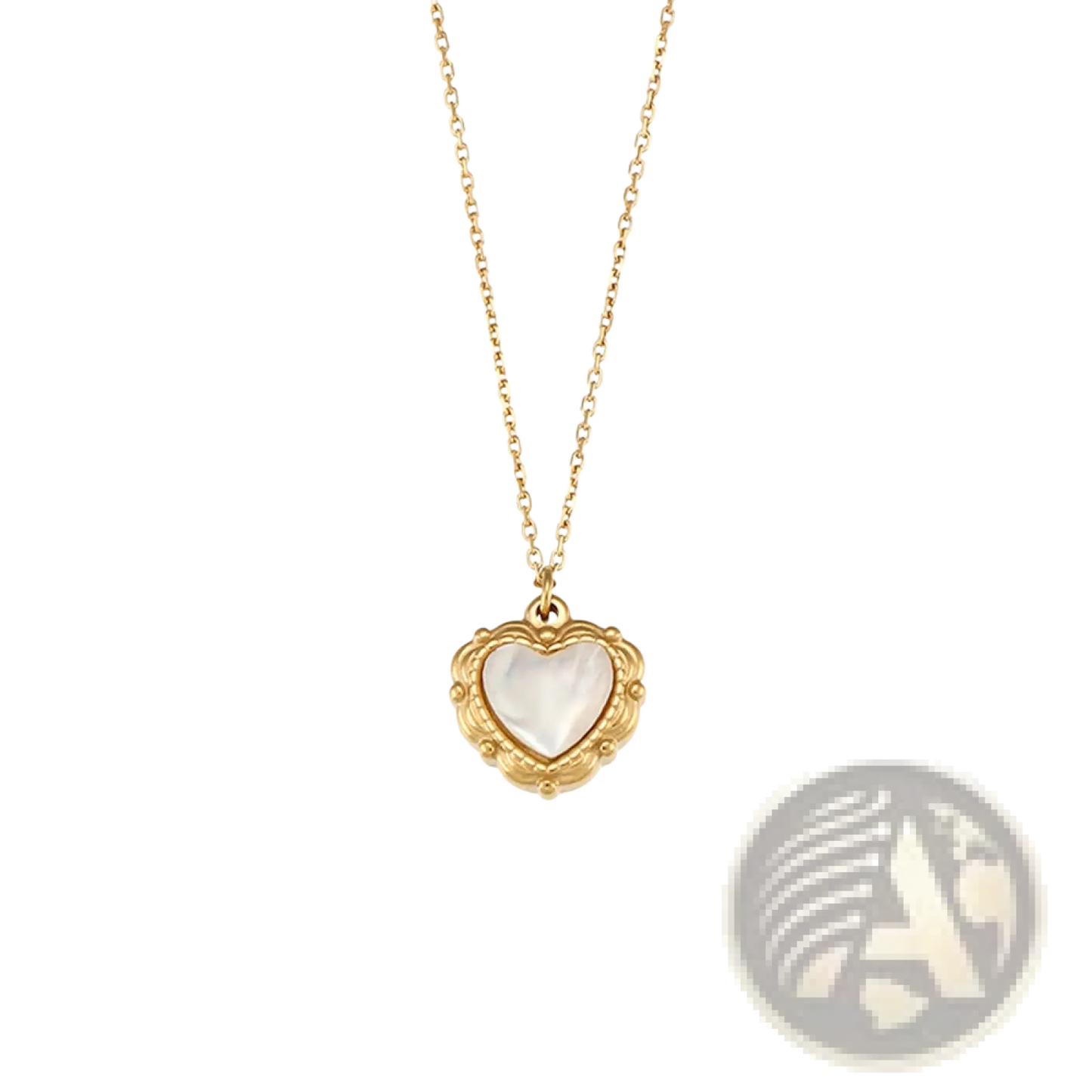 Vintage Shell Heart Pendant 18k Gold Plated Necklace