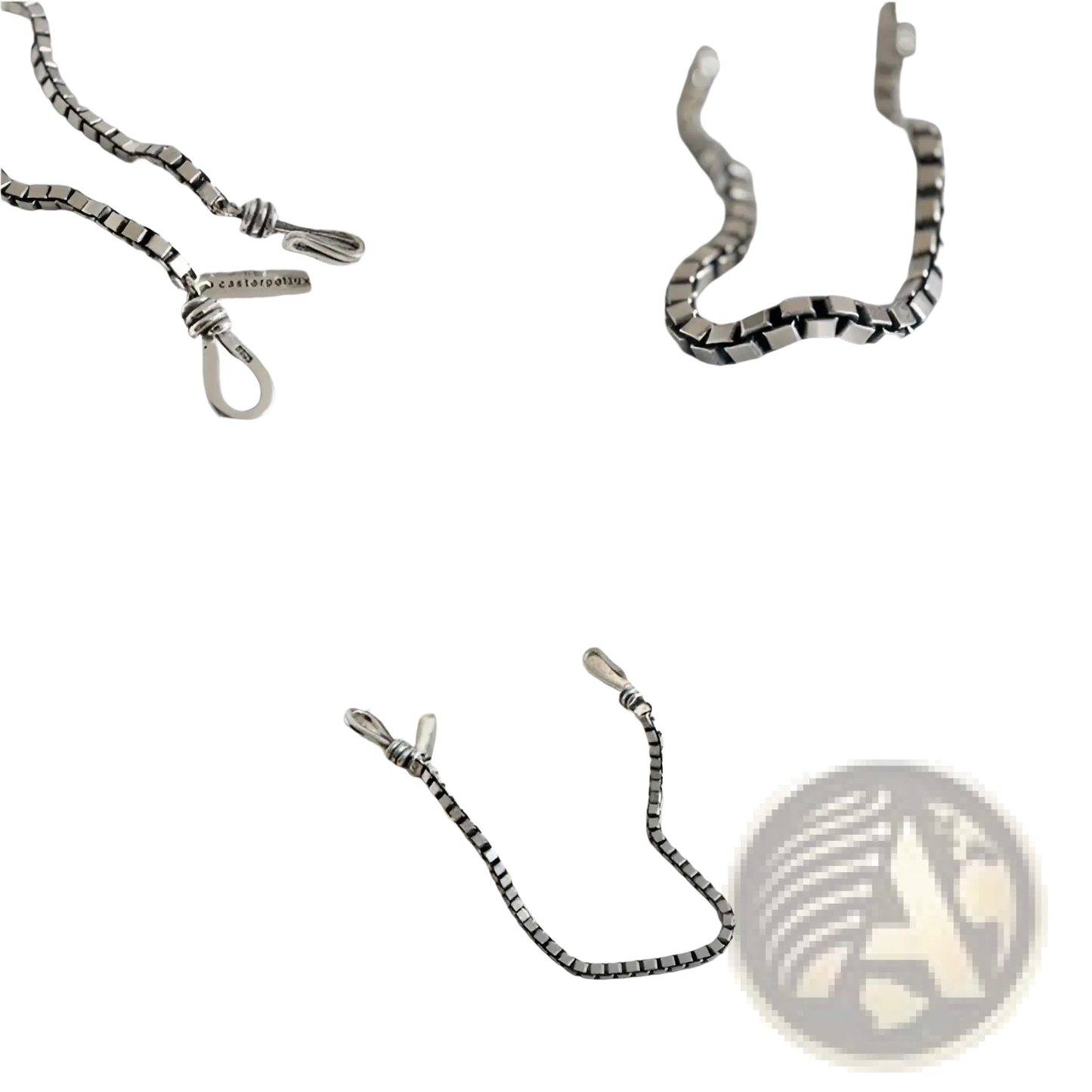 Vintage Silver Box Chain Cross Bracelet with Engraved Tag
