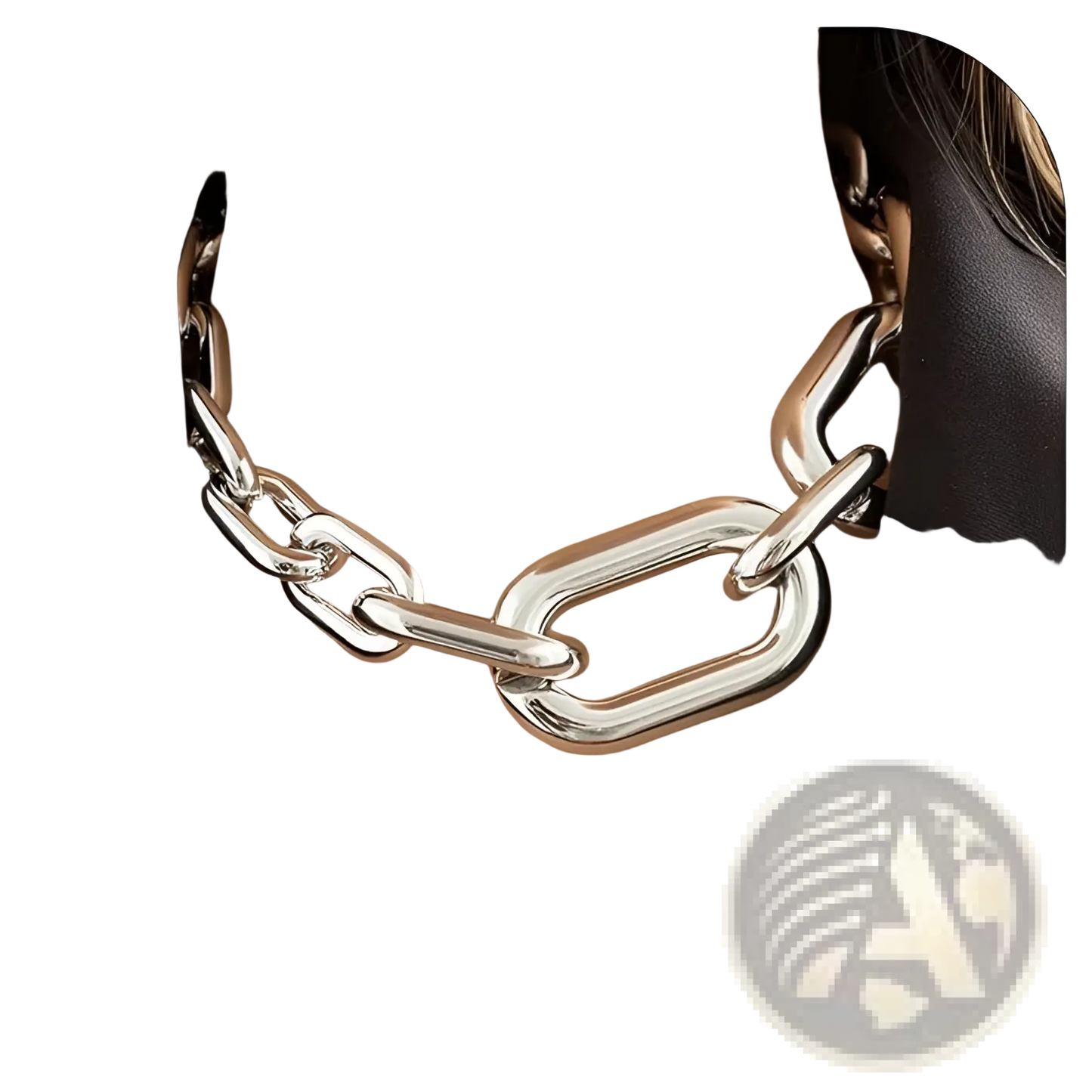 Vintage Silver Chunky Link Chain Choker Necklace